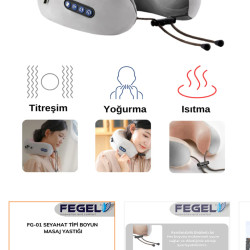 Fegel Seyahat Tipi Masajlı Boyun Yastığı