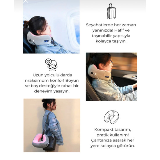Fegel Seyahat Tipi Masajlı Boyun Yastığı