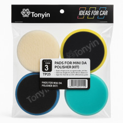 Tonyin 75mm Mini DA Polisaj Ped Seti – 5’li Set (TP25) – Sünger + Yün Ped